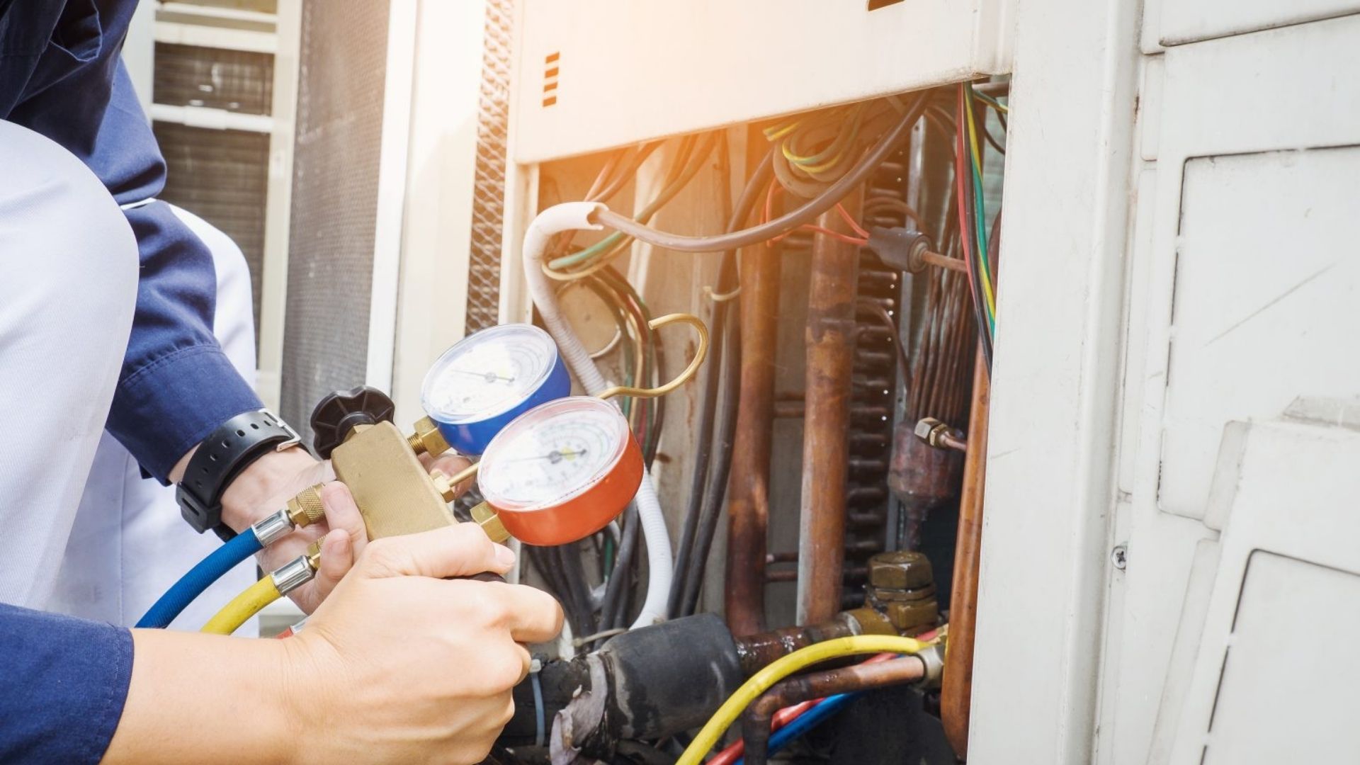 Gauges checking refrigerant levels