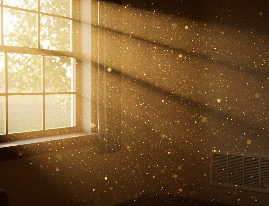 Dust in sunlight coming through a window