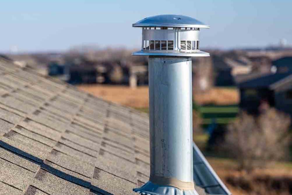 Flue for furnance on a roof