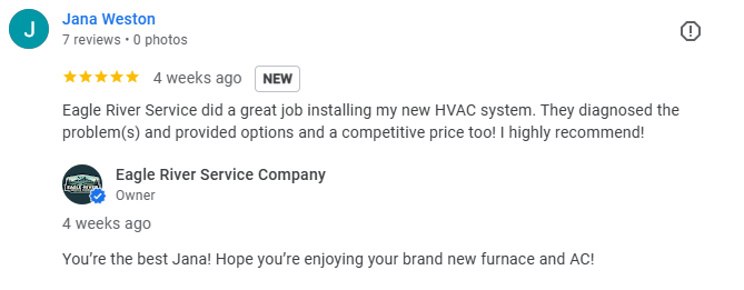 google review for ac installation in Castle Rock, CO