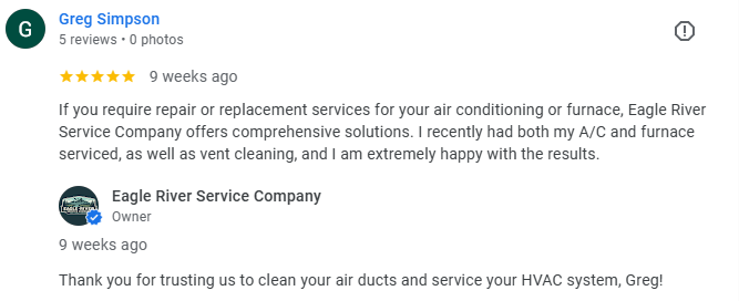 Google review for ac installation in Parker